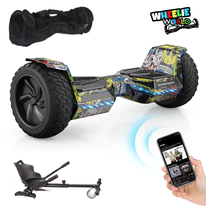 8.5″ Off Road Graffiti Style Hoverboard and Kart Bundle Deal